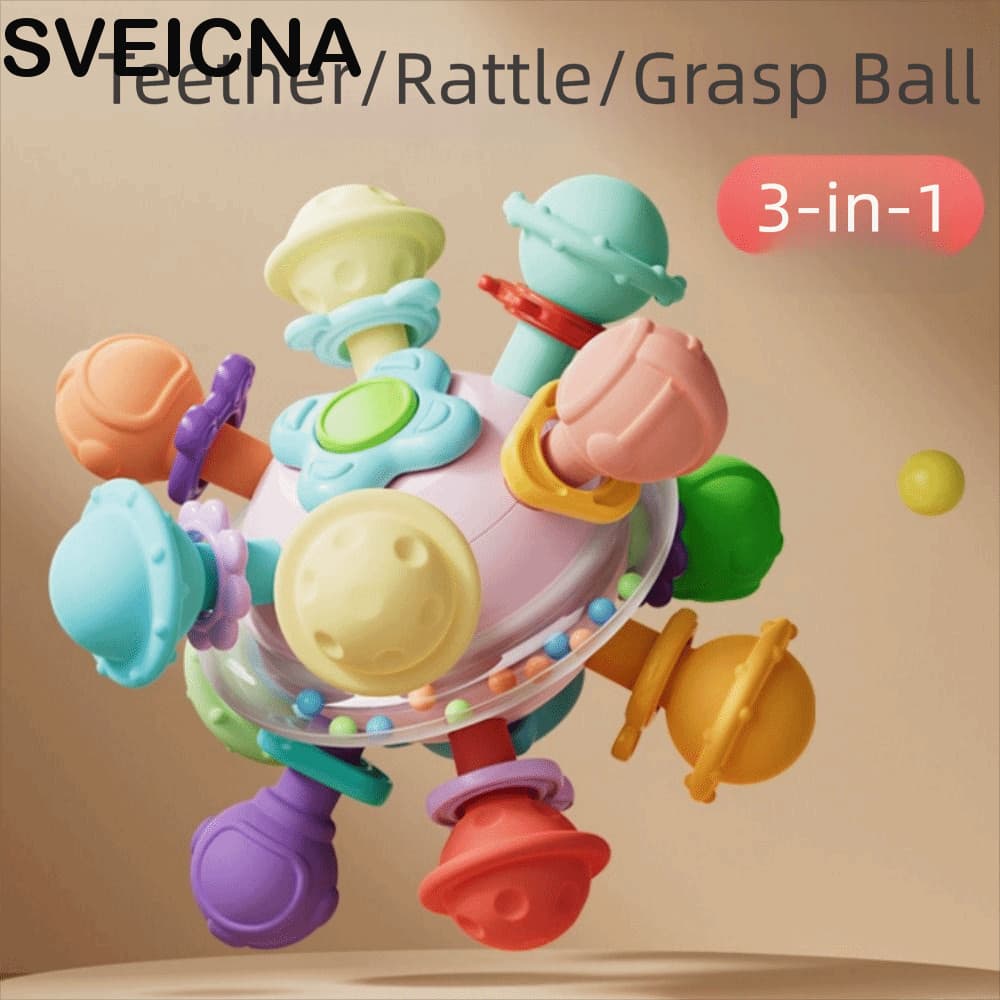 SVEICNA Brinquedos De Chocalhos Para Bebês , Brinquedo Educacional Infantil Colorido De Qualidade Alimentar De Bebê Mult