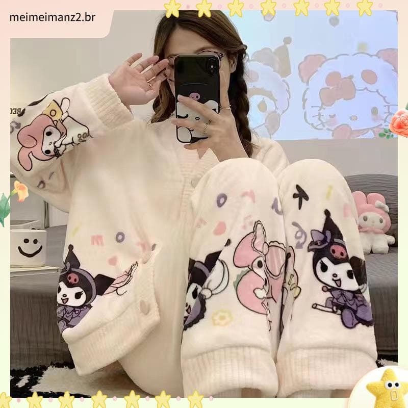 Conjunto Pijama De Inverno Flanela De Pelúcia Adulto Coral Veludo Manga Longa Outono 2021 Nova Roupa De Lounge Doraemon