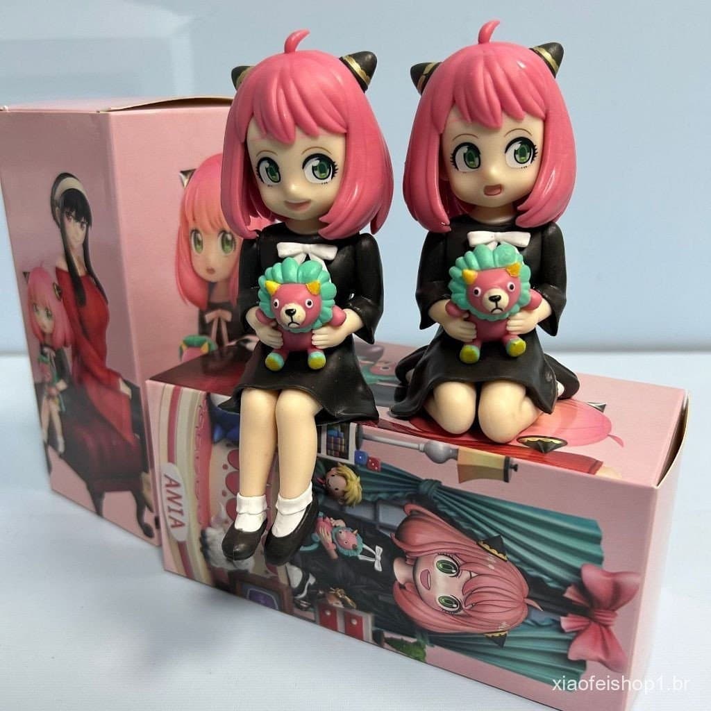 111-14cm Japão Anime SPY × FAMILY Figura Anya Forger Posição Sentada Boneca Leão Q Versão Ação Modelo Brinquedos Em Caix