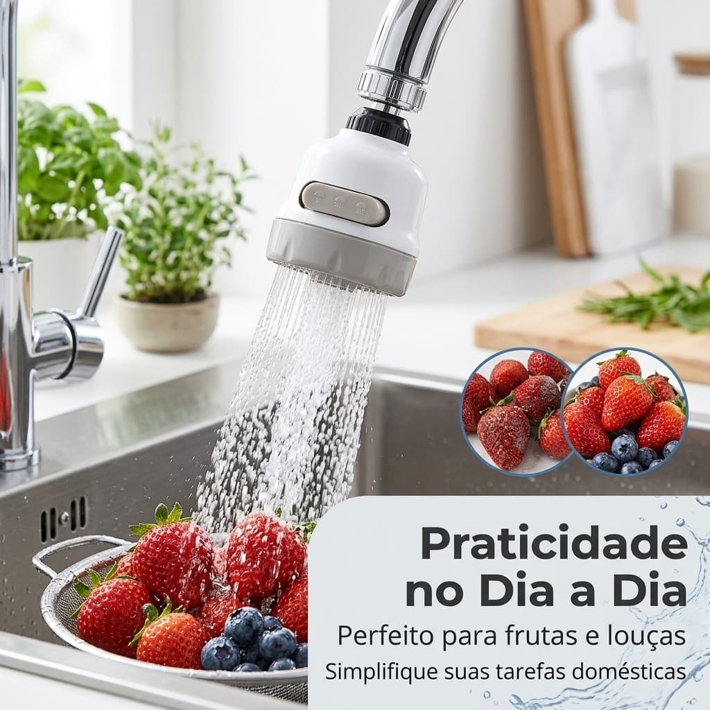 Bico Torneira Chuveirinho Gourmet 3 Jatos Abs para Cozinha