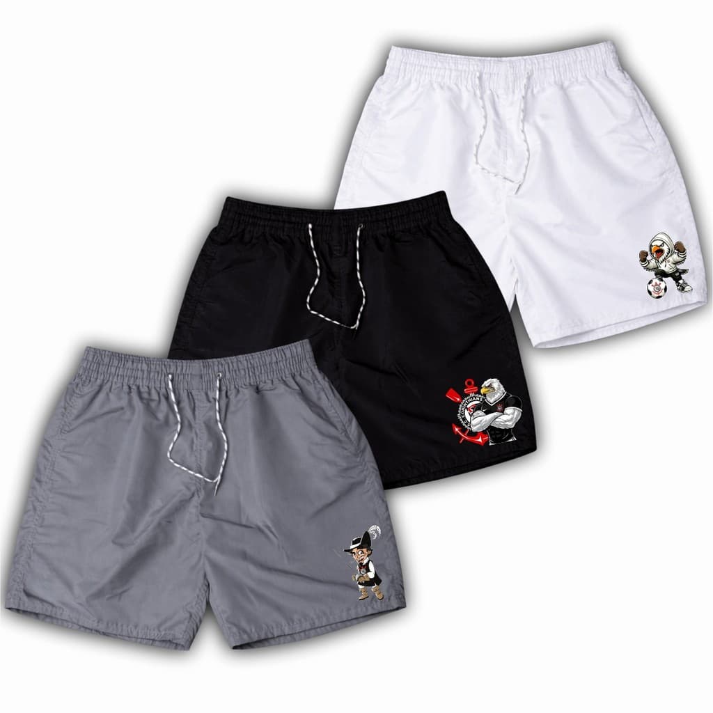 Kit 3 Bermudas Shorts Mauricinho shorts Masculino GAVIOES 03 Ideal Treino Academia Corrida Esporte Bermuda
