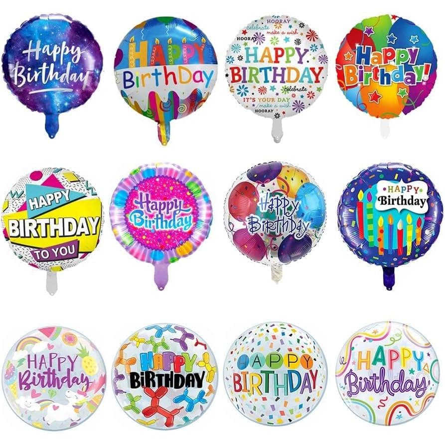 Balões de Mylar de 18 polegadas, 48 peças, Balões Redondos de 18" para Decoração de Festa de Aniversário, Decorações par