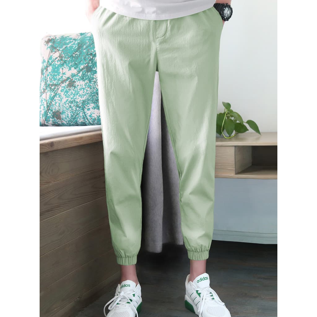 Calças casuais masculinas verão estilo fino puro algodão tornozelo comprimento calças meninos calças rua Wear tornozelo-
