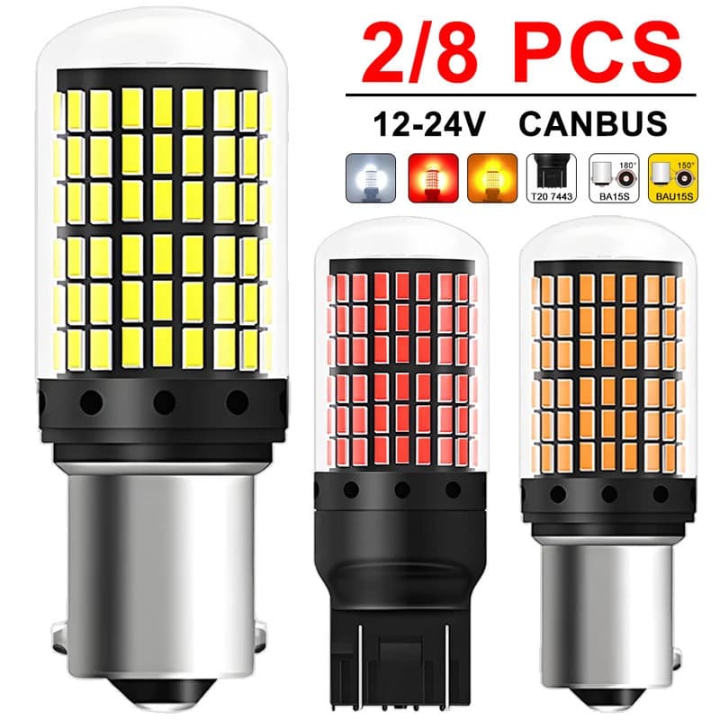 2-8 Pçs CANBUS T20 7443 P21W PY21W 1156 BA15S BAU15S Lâmpada LED Para 6500K Branco Sinal De Volta Do Carro Cauda Luzes R
