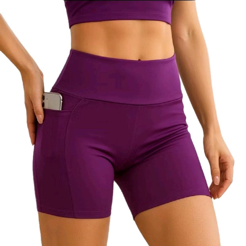 Shorts feminino com bolso nas duas lateral de cintura alta zero transparencia