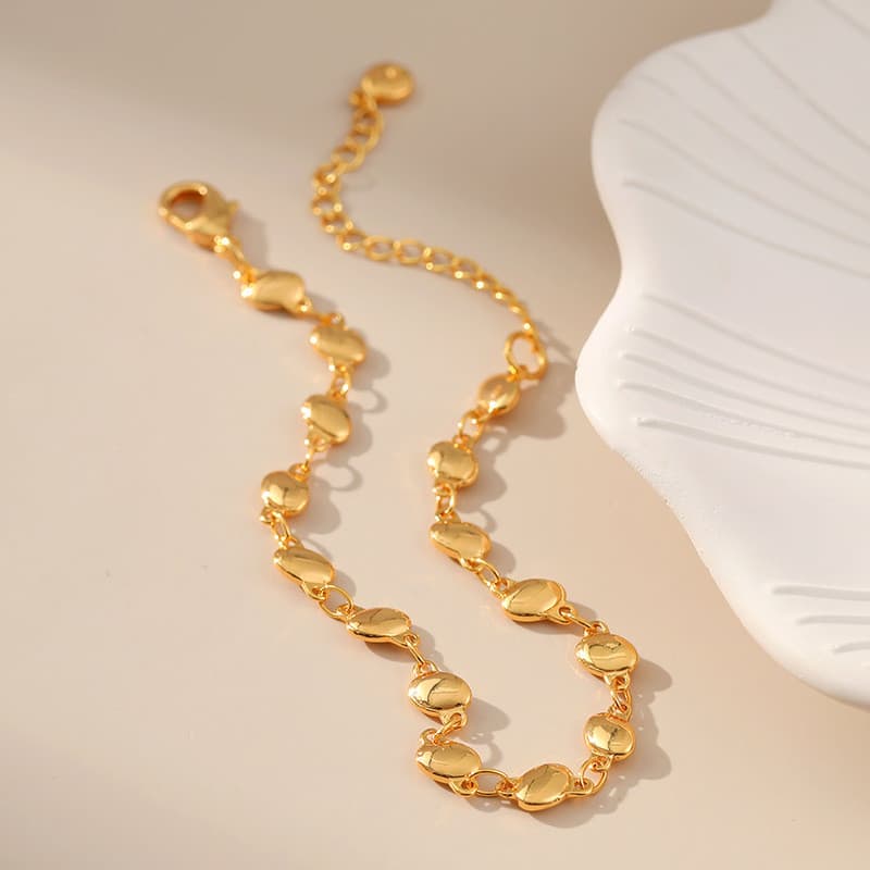 XILANG retenção de cor banhado a latão 18K ouro Real europeu americano dourado redondo grânulo corrente nicho ins estilo