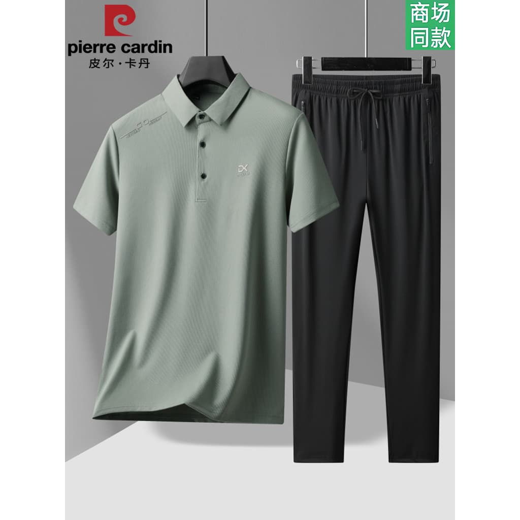 Pierre Cardan negócios Casual gelo seda camisa polo de manga curta terno masculino verão estiramento pai de meia-idade t