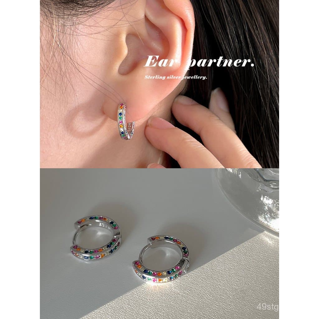 Brincos com toque sofisticado, argolas de prata esterlina para mulheres, brincos de prata 925, design exclusivo, zircôni