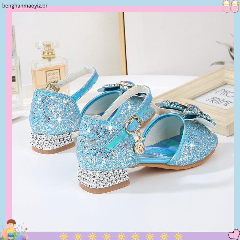 Disney Meninas Congeladas 2 Elsa Princesa Sandálias Sapatos De Vidro Salto Alto Pista De Festa Infantil