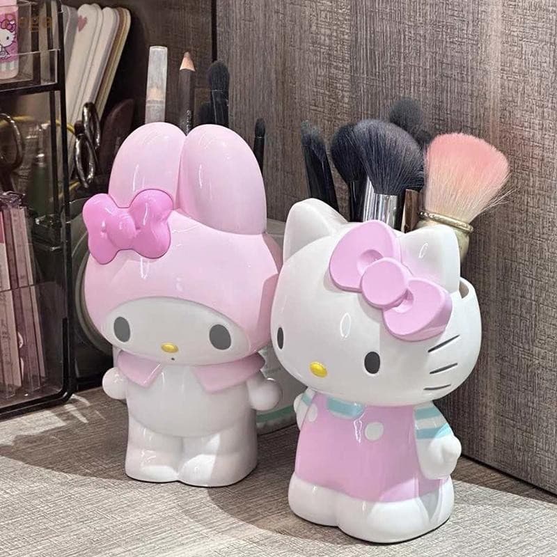 [Pega-t] Porta-Canetas Sanrio Hello Kitty Anime My Melody Papelaria Organizador De Pincéis De Maquiagem Decoração De Mes