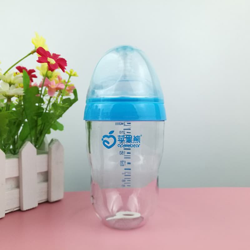 Apple Bear Grande Diâmetro com Palha Material Alimentar tritan Mamadeira Resistente a Choque 240ML Anti-cólica