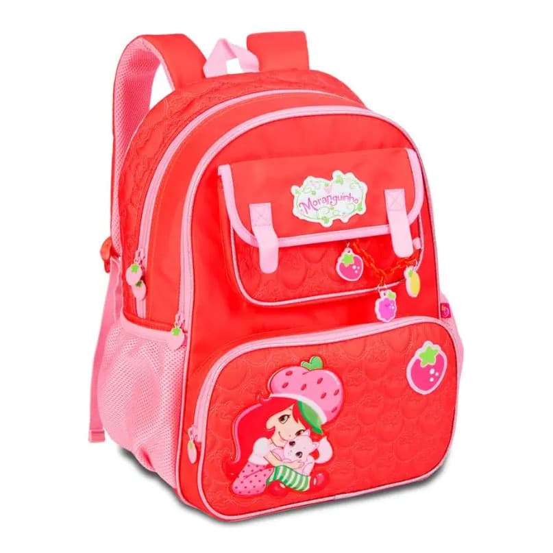 Mochila De Costas Moranguinho Vermelha Clio Escolar Luxo