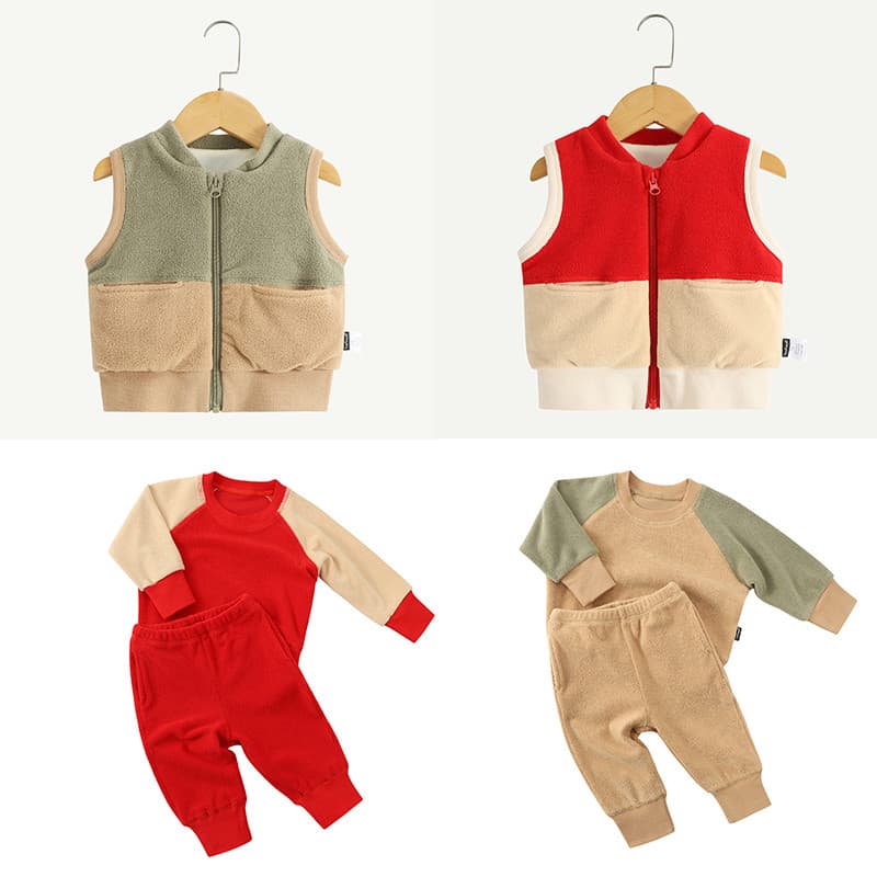 Polar velo dupla camada engrossado mais velo bebê outono quente terno de manga comprida outono inverno colete de bebê in