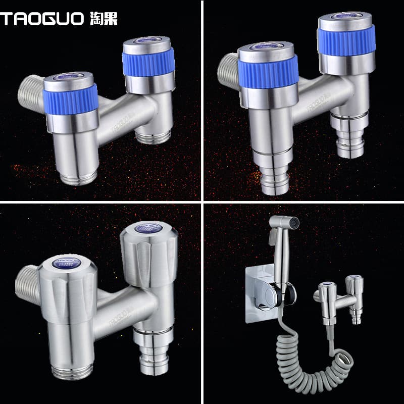 Taoguo One-In Two-Out One-Point Two-Three-Way 4 pontos duplo controle duplo 304 lavagem de válvula angular de aço inoxid
