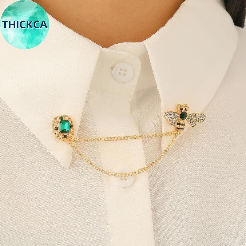 thickca Abelha Broche Pingente Vintage sel Corrente Lapela Pino Crachá Feminino Vestido Casaco Acessório De Moda br