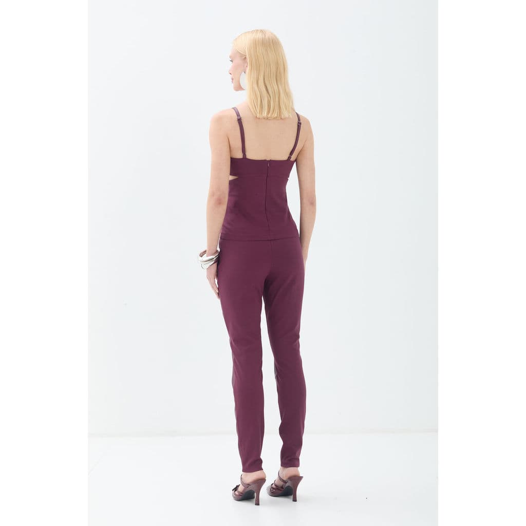 Calca de Couro Acostamento em Pu Act Moda Feminina Legging Couro Frente & Poliamida Costas