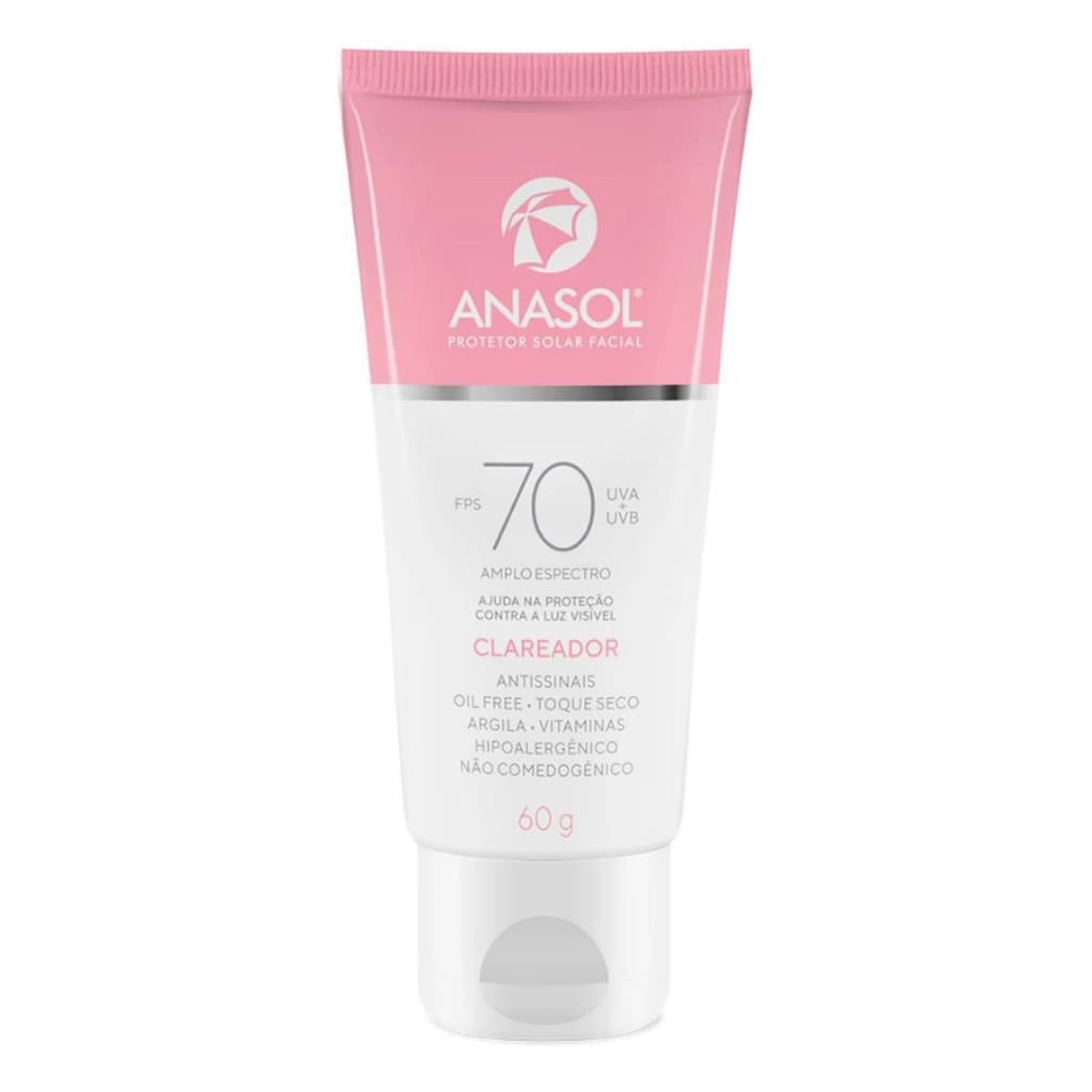 Protetor Solar Facial Anasol FPS 70 Clareador UVA Vegano 60g - Produto Original