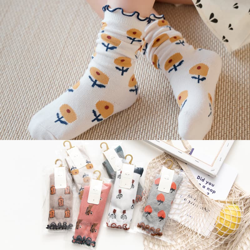 Meninas pilha meias moda coreana primavera outono inverno estilo Mid-Tube meias de algodão puro respirável princesa meia