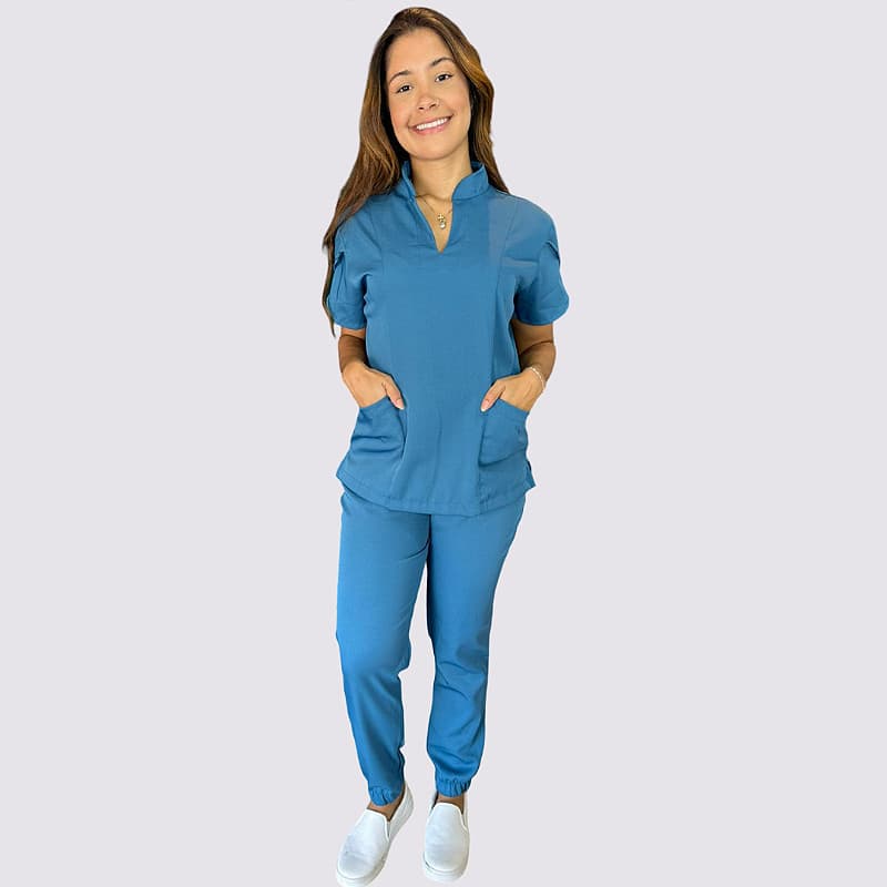 Pijama Veneza Scrub Hospitalar - Azul Petroleo