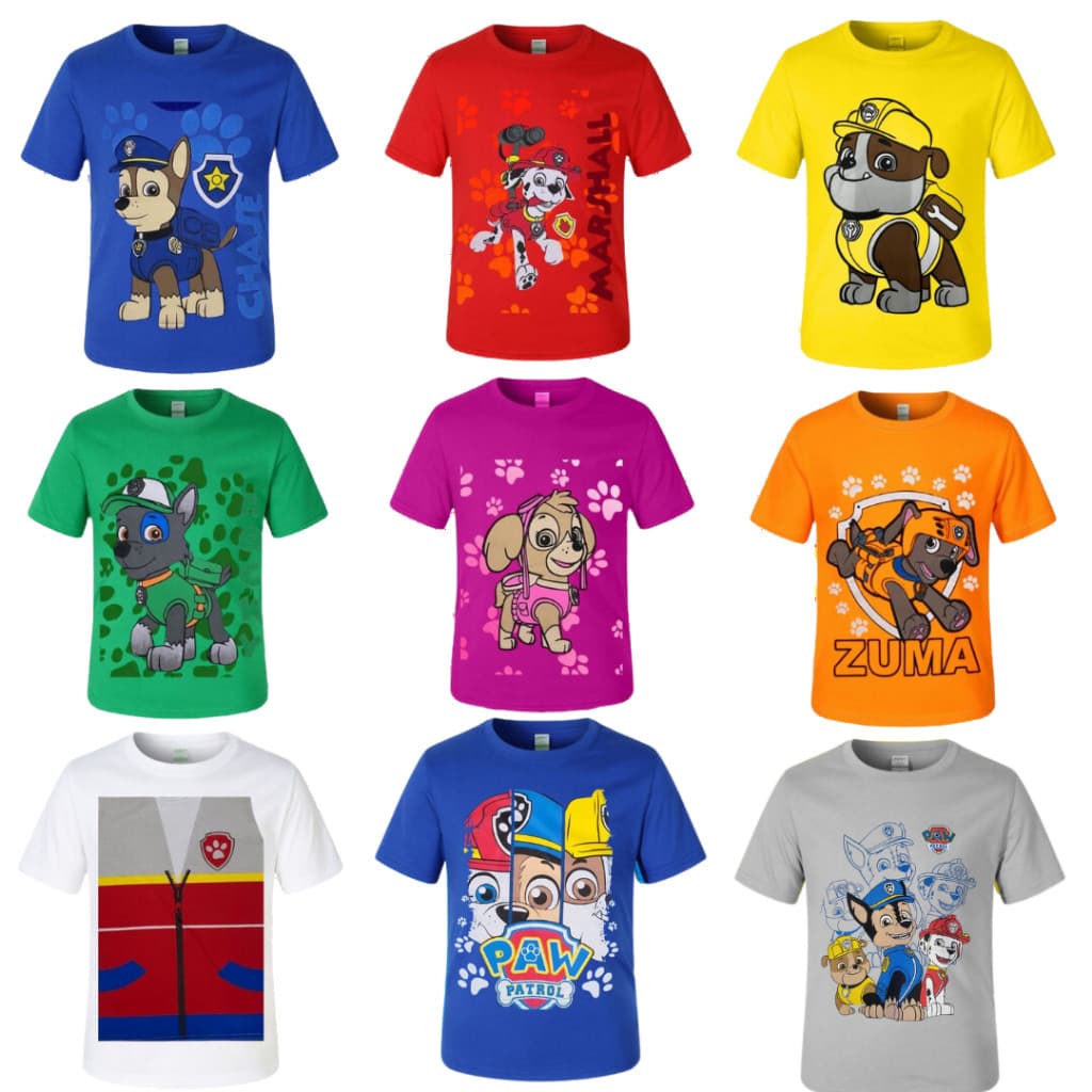 Patrulha Canina Camiseta camisa Fantasia Infantil Marshal Ryder chaise Ruble Rocky Sky Zuma Everest