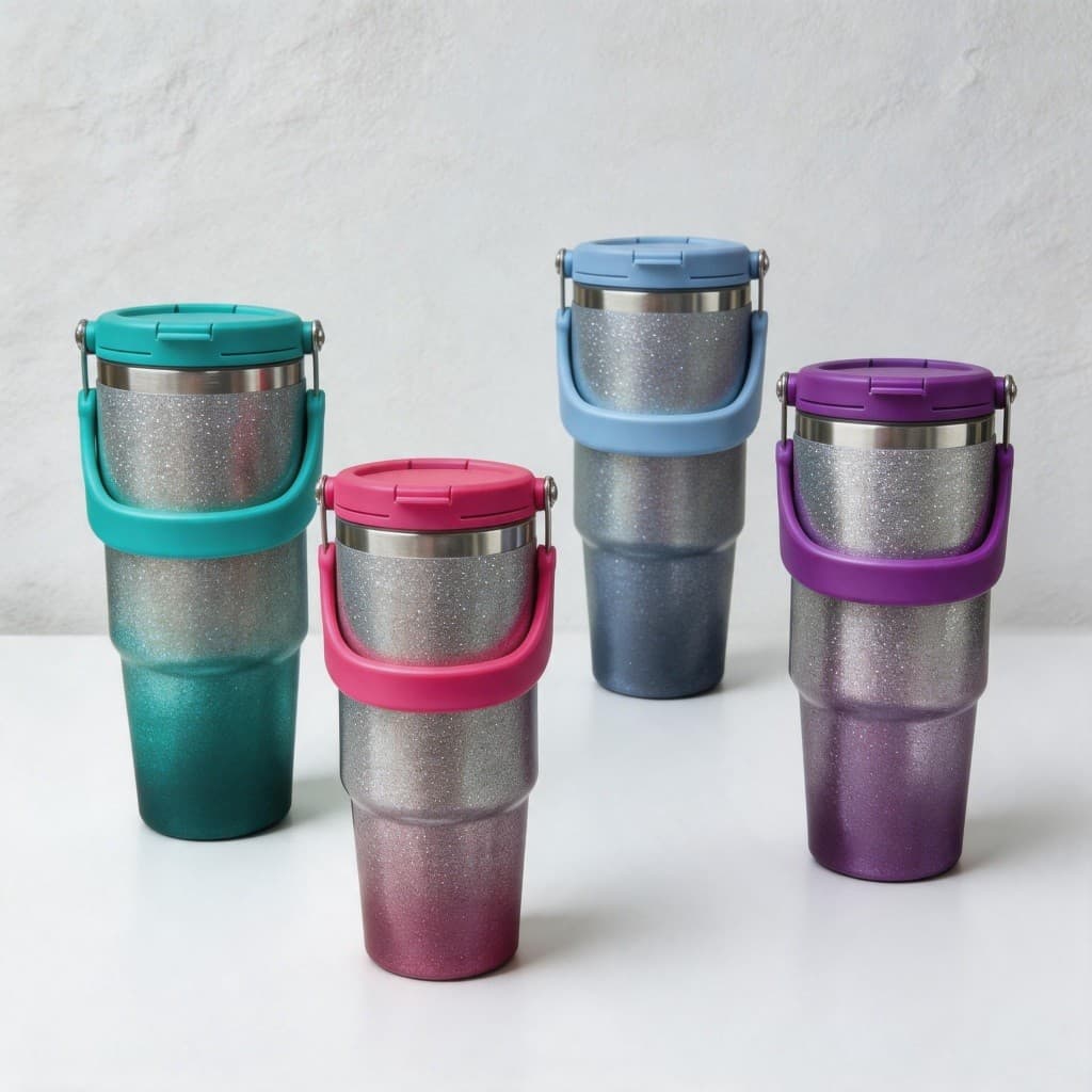 Copo Térmico Aço Inox com canudo parede dupla a vácuo quente e frio 900ml brinlhante diamante QUALIDADE