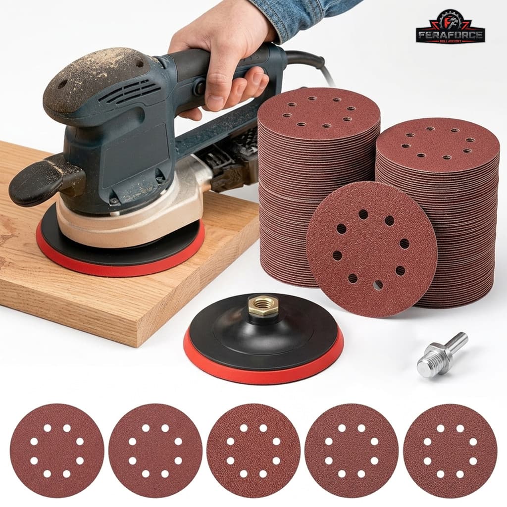Kit 30 Discos Lixa 125mm Suporte para Furadeira Lixadeira com Velcro para Furadeira, Lixadeira e Esmerilhadeira parede