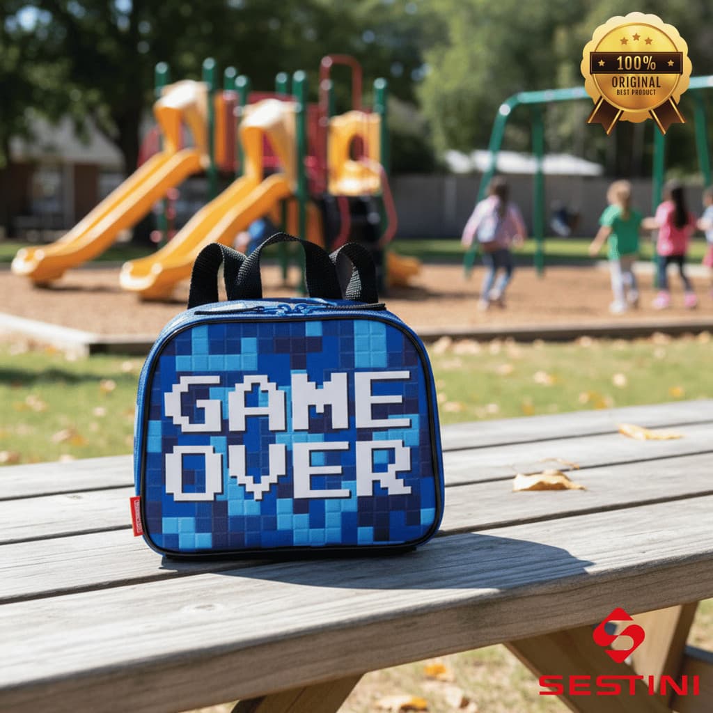Lancheira Térmica Game Over Meninos Reforçada Video Game Camuflada Espaçosa Sestini Original