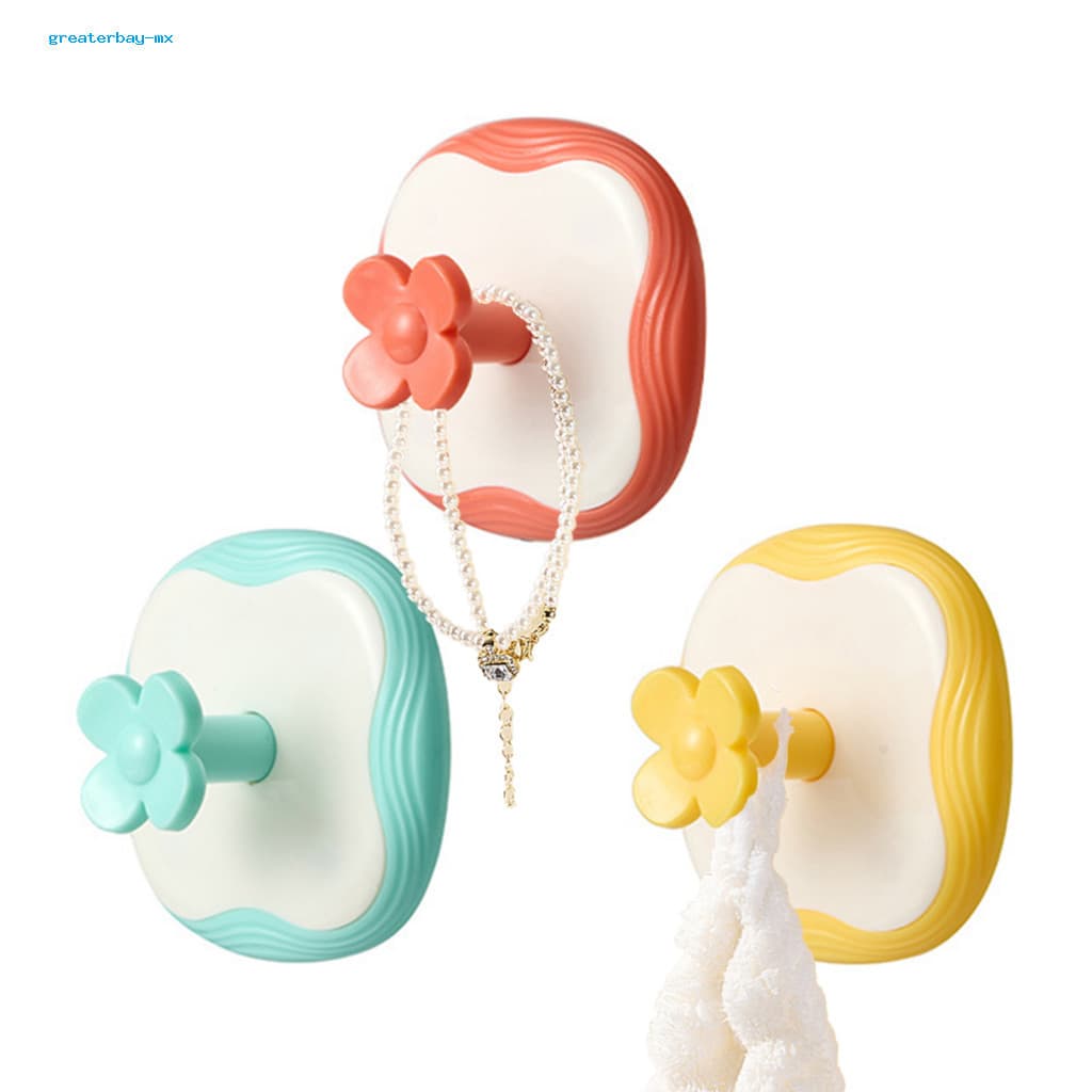 3pcs Waterproof Flower Adhesive Hooks – Cute Wall for Bathroom Kitchen Bedroom Entryway Perfect for Towels Clothes Sto