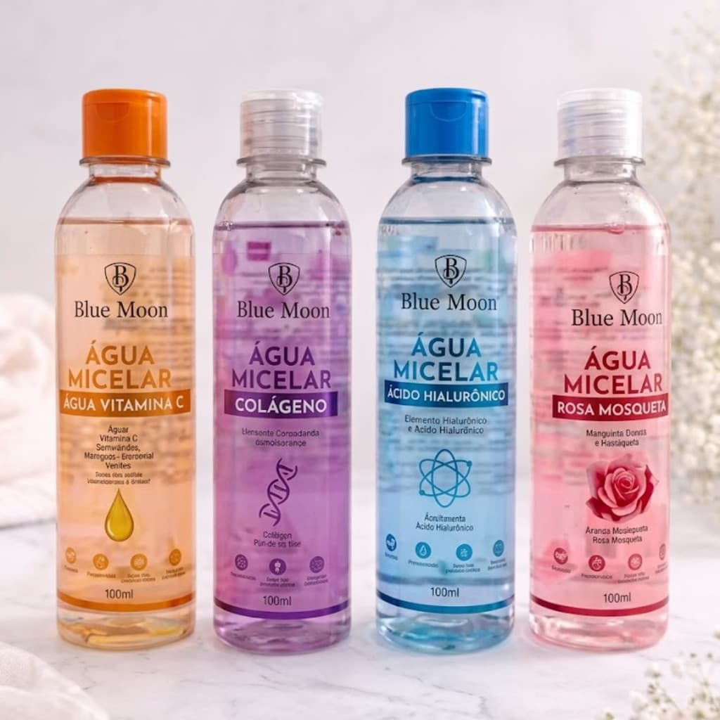 Água Micelar Facial Limpa Hidrata e Revitaliza Vitamina C Pepino Carvão Ativado Ácido Hialurônico