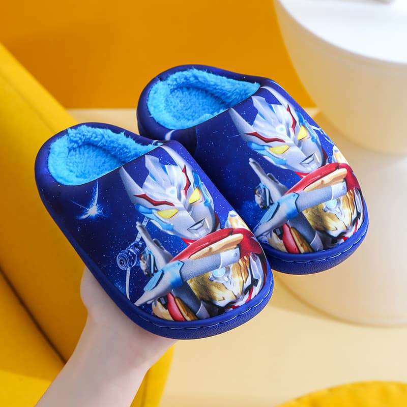 Ultraman crianças chinelos meninos chinelos de algodão inverno meninos grandes crianças dos desenhos animados do bebê qu