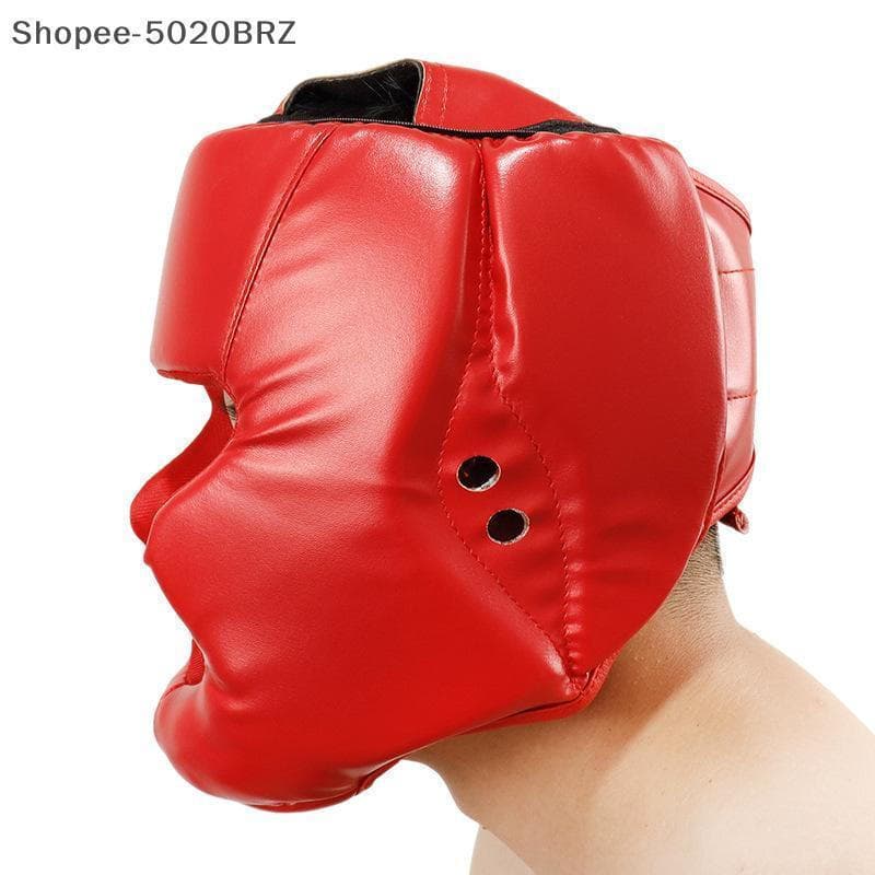 [THEBR] Capacete De Boxe De Couro Thiened Totalmente Coberto Adulto Karatê Muay Thai Protetor De Cabeça De Treinamento A