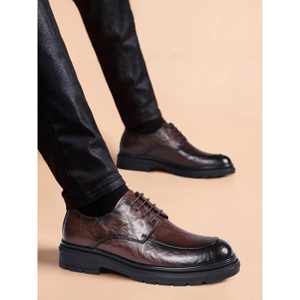 Sapatos de couro masculino couro genuíno outono inverno negócios estilo britânico padrão embreagem masculino Casual aume