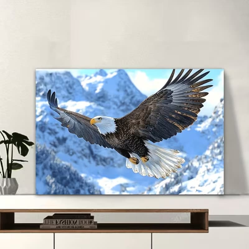 Quadro Decorativo 90x70cm Águia Imperial sobre Montanhas Nevadas