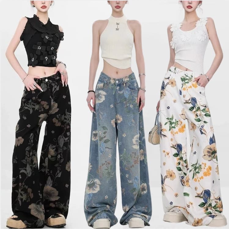 jeans Folgados Femininos hip-hop Retrô Perna Larga plus size