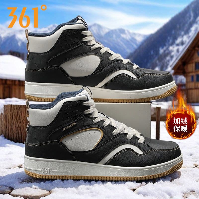 361 graus sapatos masculinos tênis de alta qualidade outono inverno superfície de couro à prova dwaterproof água forro d