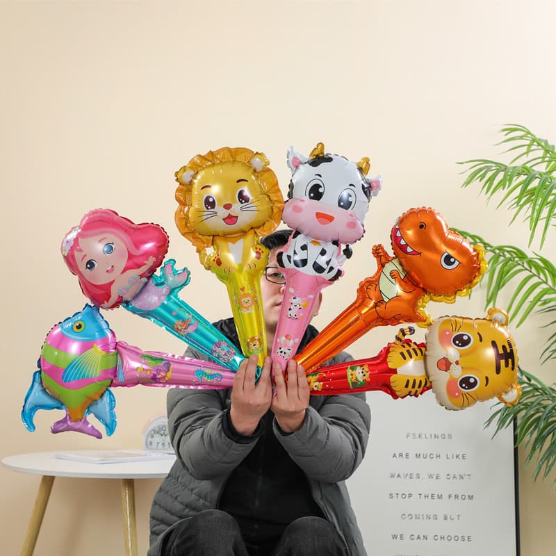 Kit Balão de Alumínio Bastão Inflável Patrulha Canina Peppa Pig Dinossauro Festa Infantil Criança