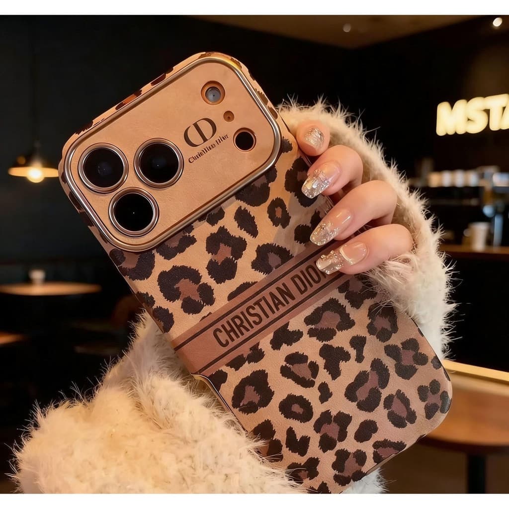 Moda moderna simples estampa de leopardo carta de couro janela grande com tudo incluído resistente a choques resistente