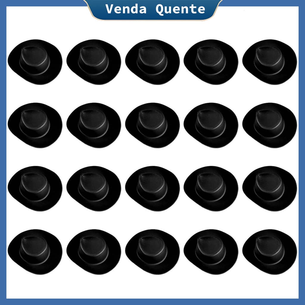 20 mini chapéus de cowboy, mini chapéus de cowboy, chapéus de boneca de noiva estilo ocidental (preto)