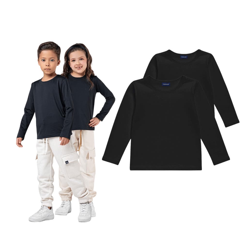 Kit 2 Camisetas Térmicas Infantil Segunda Pele Inverno Blusa