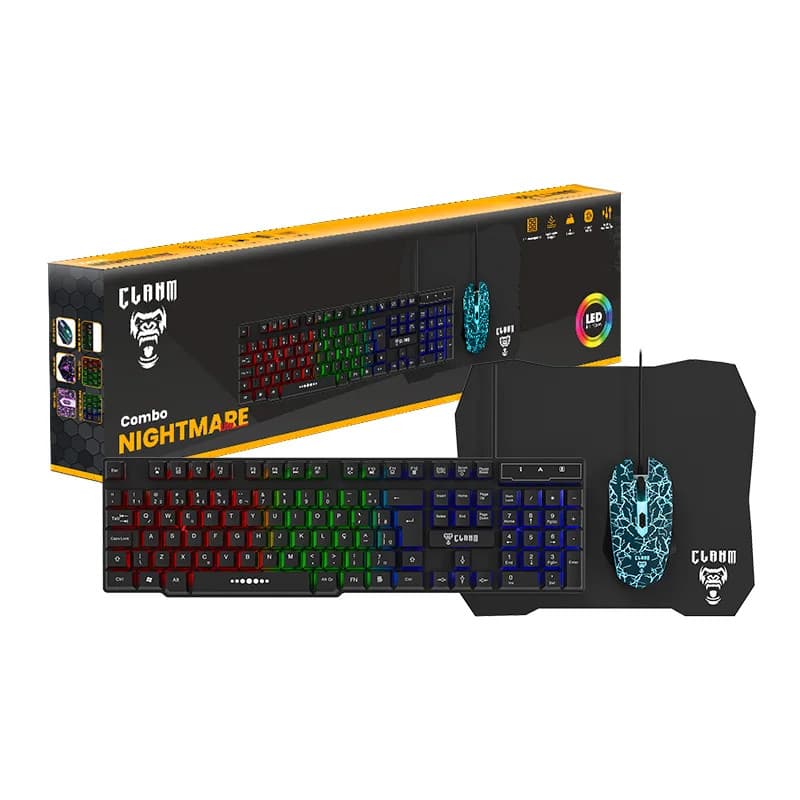 COMBO GAMER NIGHTMARE LITE - MOUSE+TECLADO+MOUSEPAD - CLANM