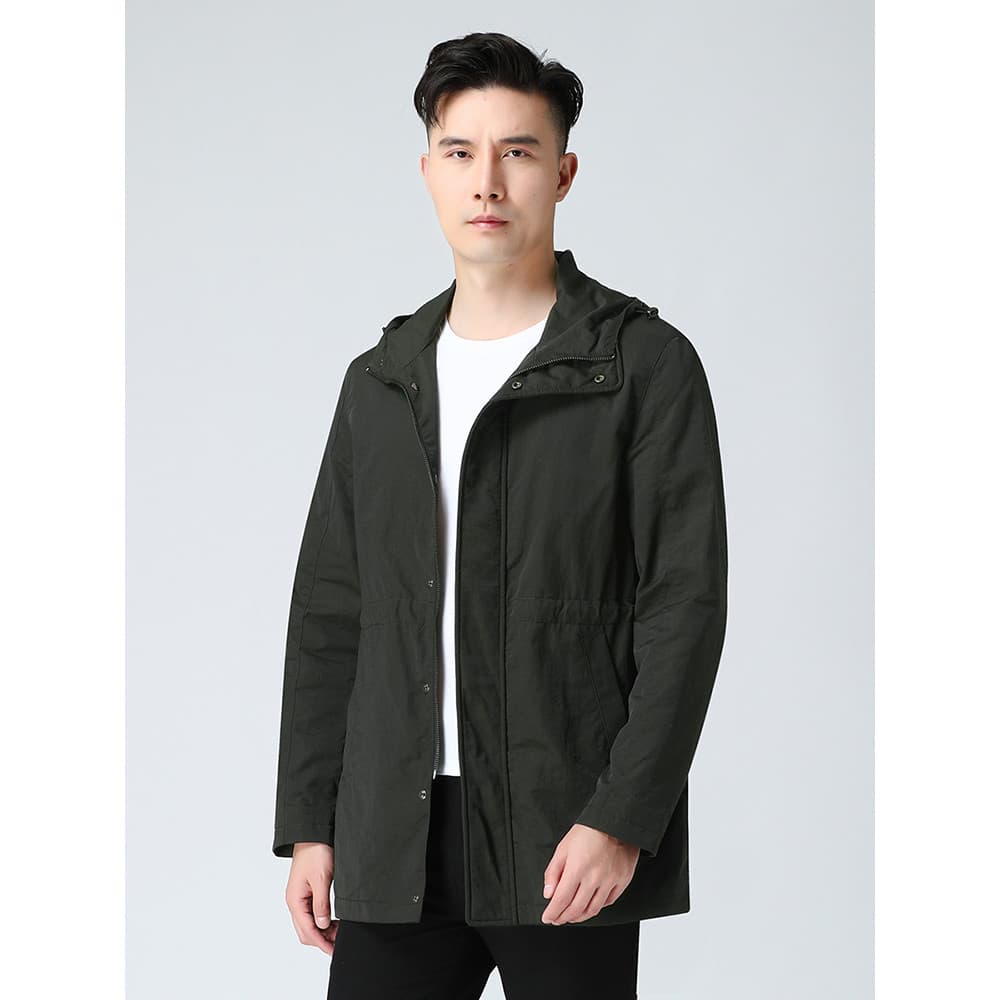 [H Home] Remoção de etiqueta de corte de gabinete!Jaqueta corta-vento masculina primavera outono com capuz de compriment
