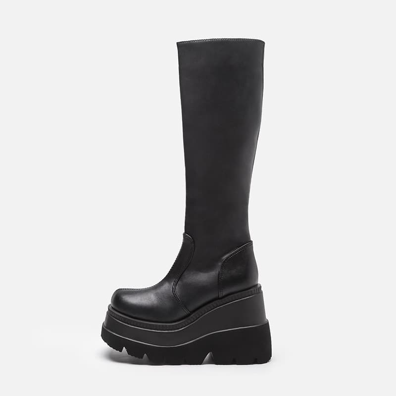 Botas góticas de cano alto estilo americano, tamanho 43, com sola grossa, para motociclistas SZKB