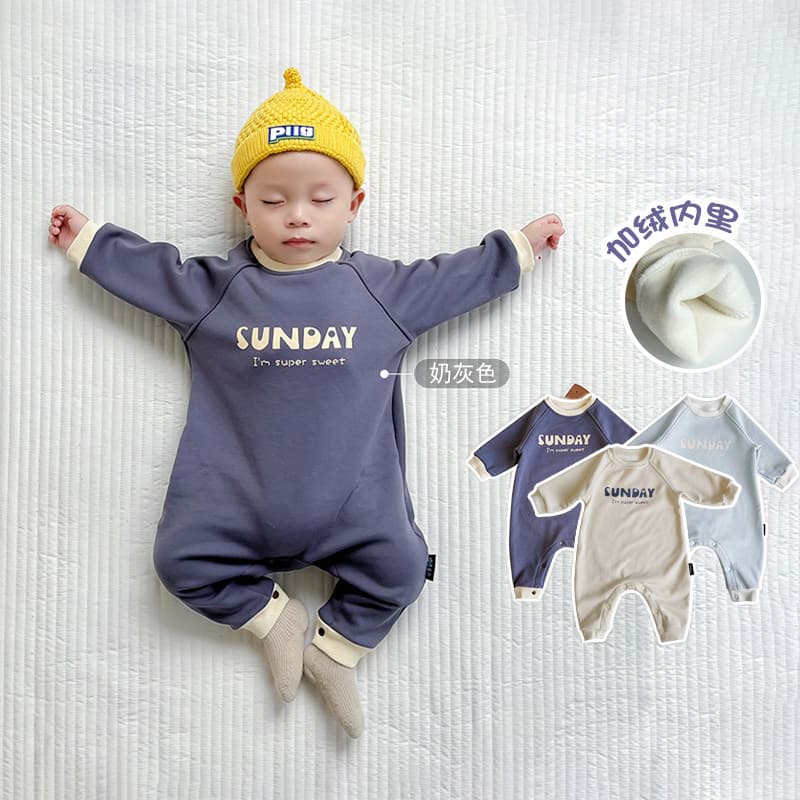 Ins novo estilo inverno forro de lã bebê na moda macacão coreano engrossado influenciador bebê solto macacão de manga co