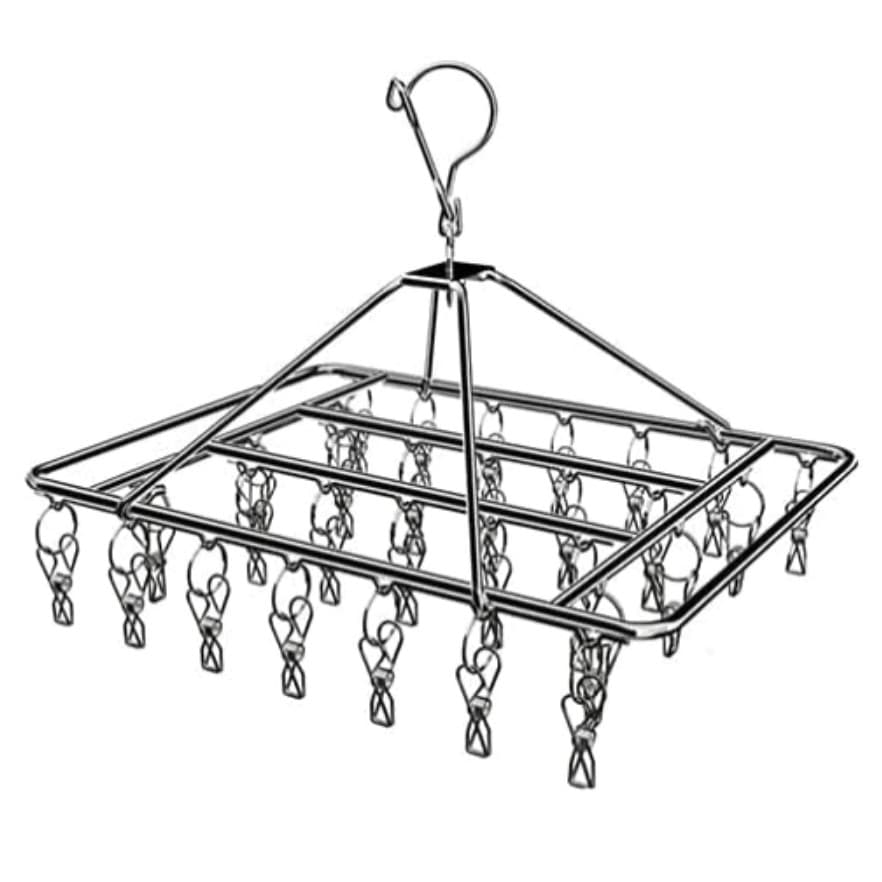 Varal 40 Clips com branco Prendedores Apartamento Roupa Retângulo Inox