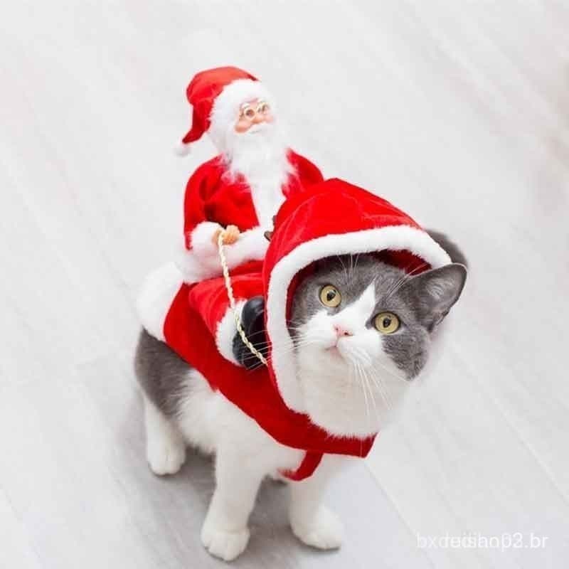 Engraçado Festa Pet Roupas De Natal Cão Presente Chihuahua Realizar Papai Noel Para Gato