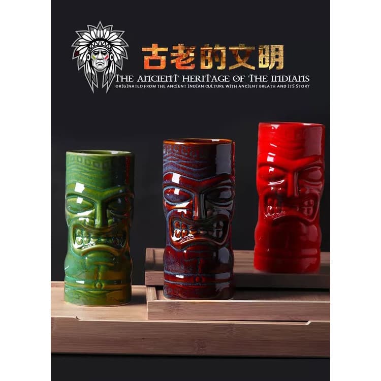 Bar reunindo estátua de alto estilo careta copo cerâmica copo Tiki Cocktail copo cerâmica 450ml