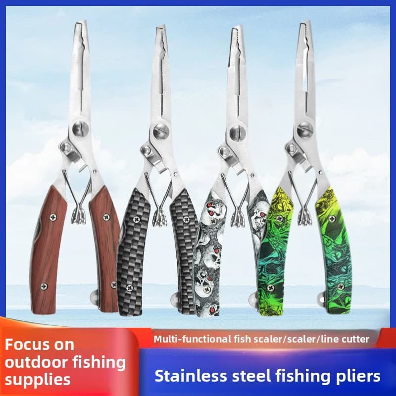 Cortador de pesca em aço inoxidável, alicate de pesca forte, controlador de peixe, cortador de linha de pesca de cavalo,