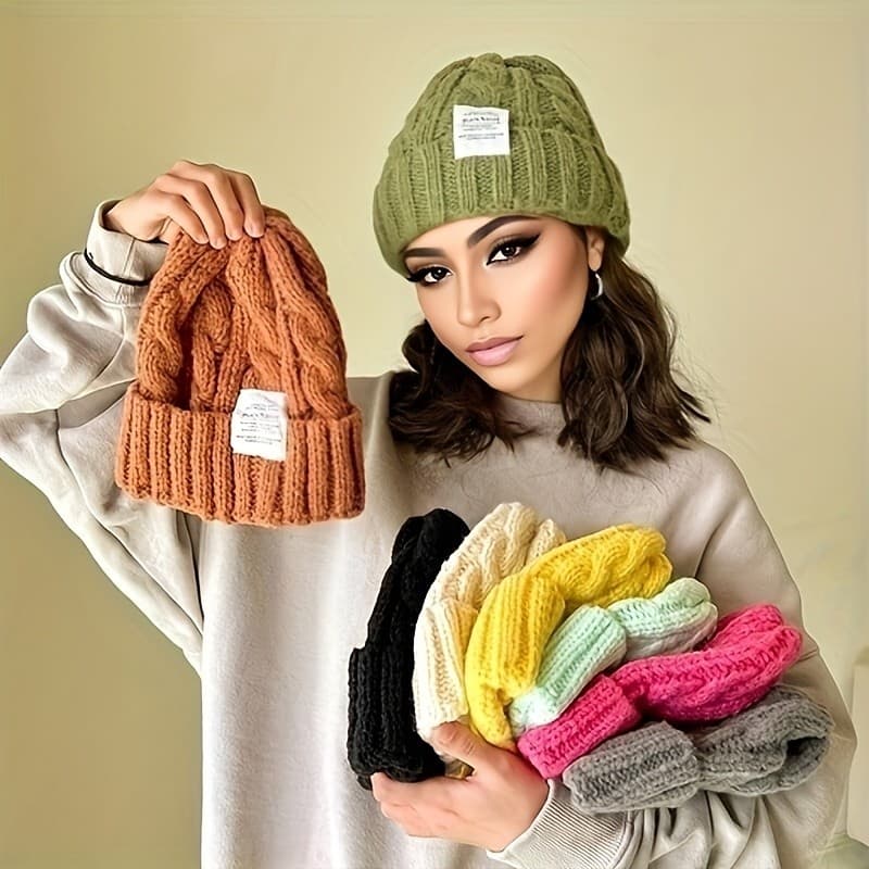 Chapéu Feminino de Outono Inverno Quente com Proteção para as Orelhas, Chapéu Espesso e Elegante à Prova de Frio para Ca