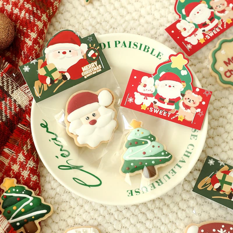 Saco de embalagem de biscoito de natal presente cartão cabeça doces biscoito pequeno saco gelo transparente cozimento in