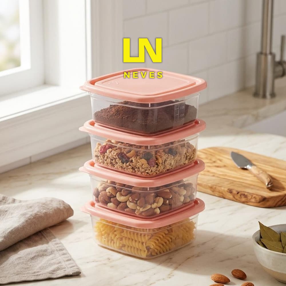 CONJUNTO 4 ORGANIZADORES QUADRADOS 230ML Cores Sortidas Giplás